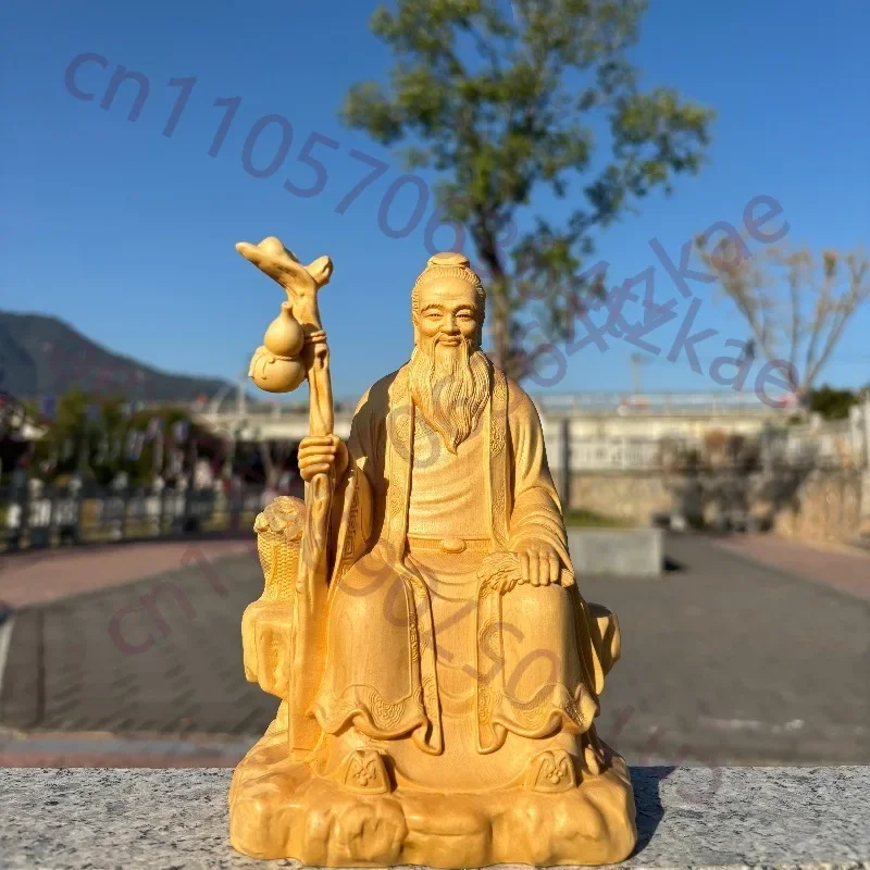 Hand-Carved Hinoki Wood Sun Simiao Statue - 7.5x4.5x3 in Solid Wood Carving Home Decor Figurine, Traditional Chinese Art