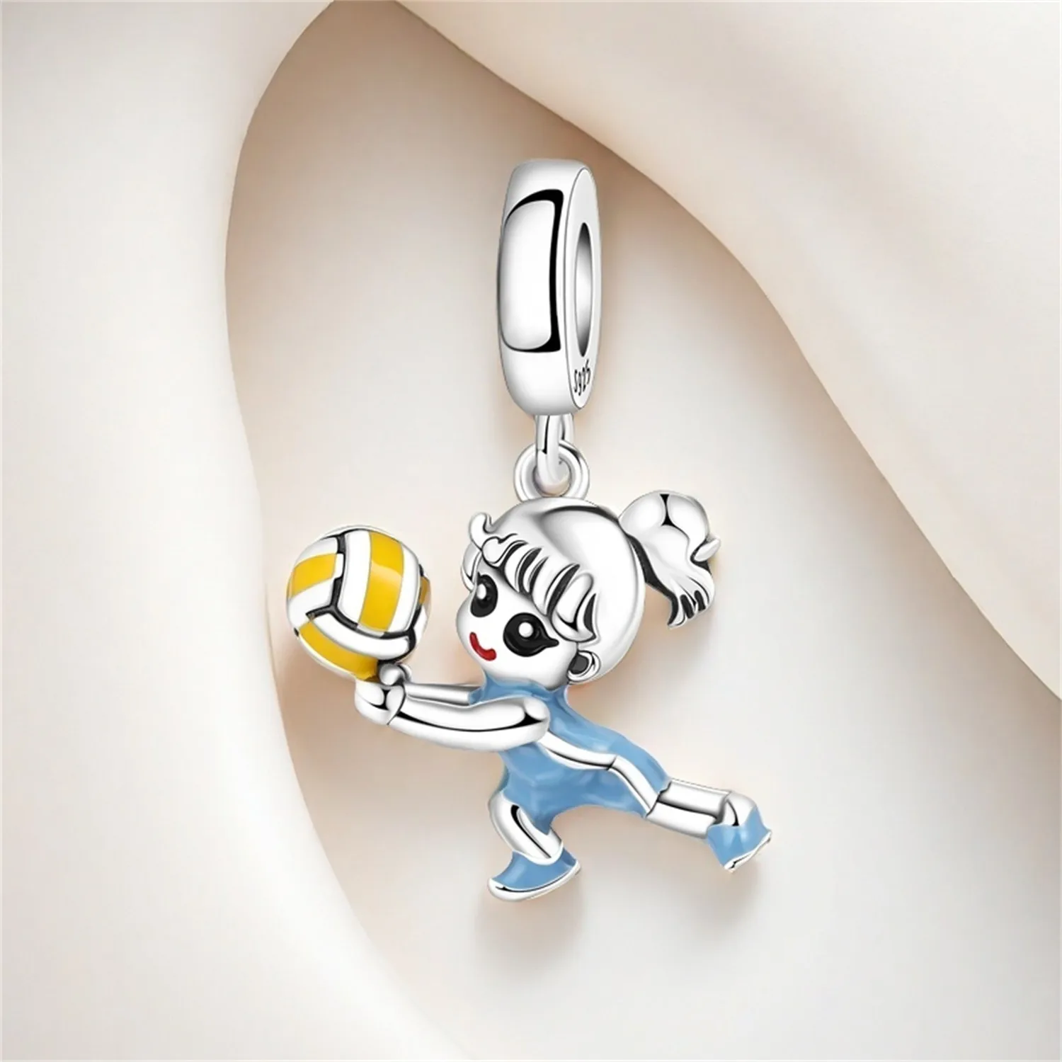 Оригинальный кулон из стерлингового серебра 925 пробы, спортивный волейбольный кулон для девочек, бутик для женщин, идеально подходит для подарка на день рождения, ювелирные изделия