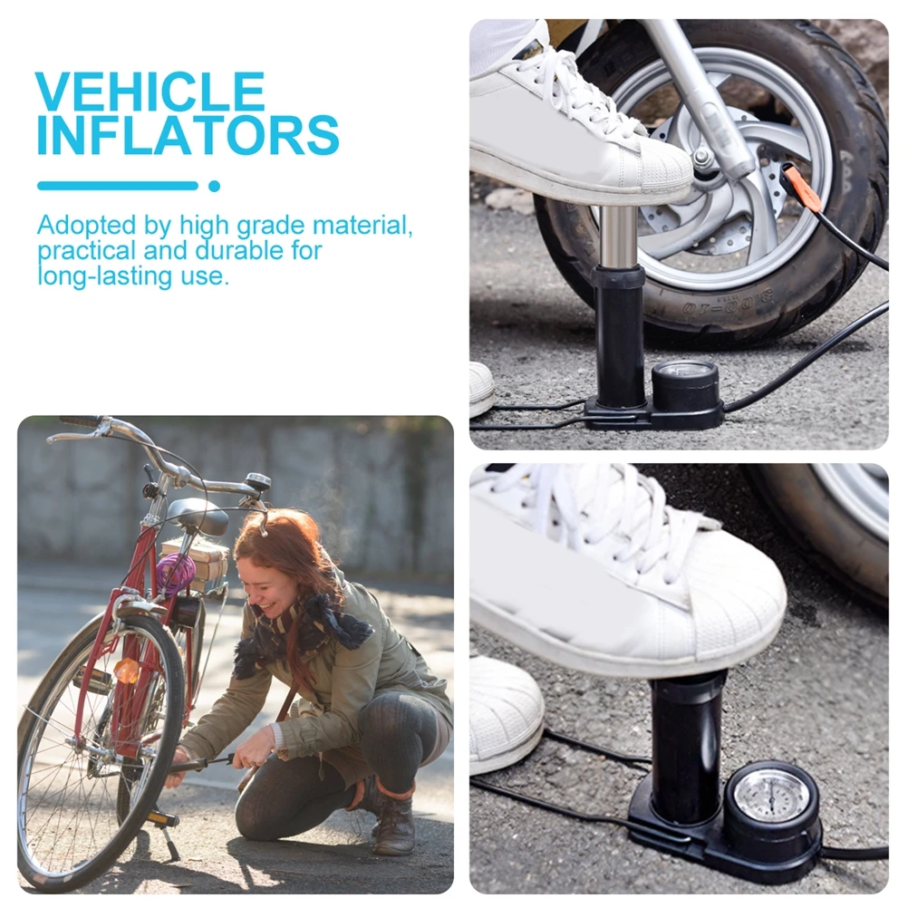 

【】Manual With Pressure Gauge Sturdy Inflating Pump For Car Tire Scooter Motorcycle Durable Air Compressor Practical Vehicle