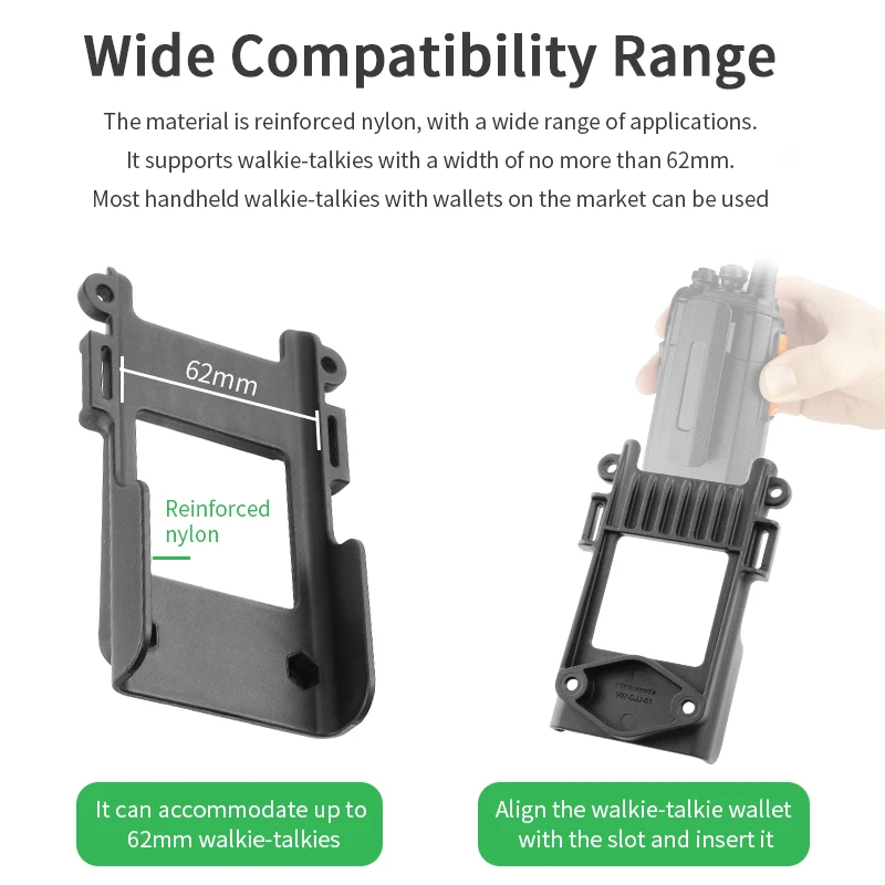 VINmounts Walkie-Talkie Mounting Bracket, Snap-On Car Walkie-Talkie Base, Supports Walkie-Talkies Up to 62mm in Width