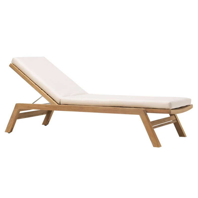 

Outdoor bed Swimming pool lounge chair Teak courtyard Balcony Waterproof leisure Open-air beach Outdoor solid wood bed