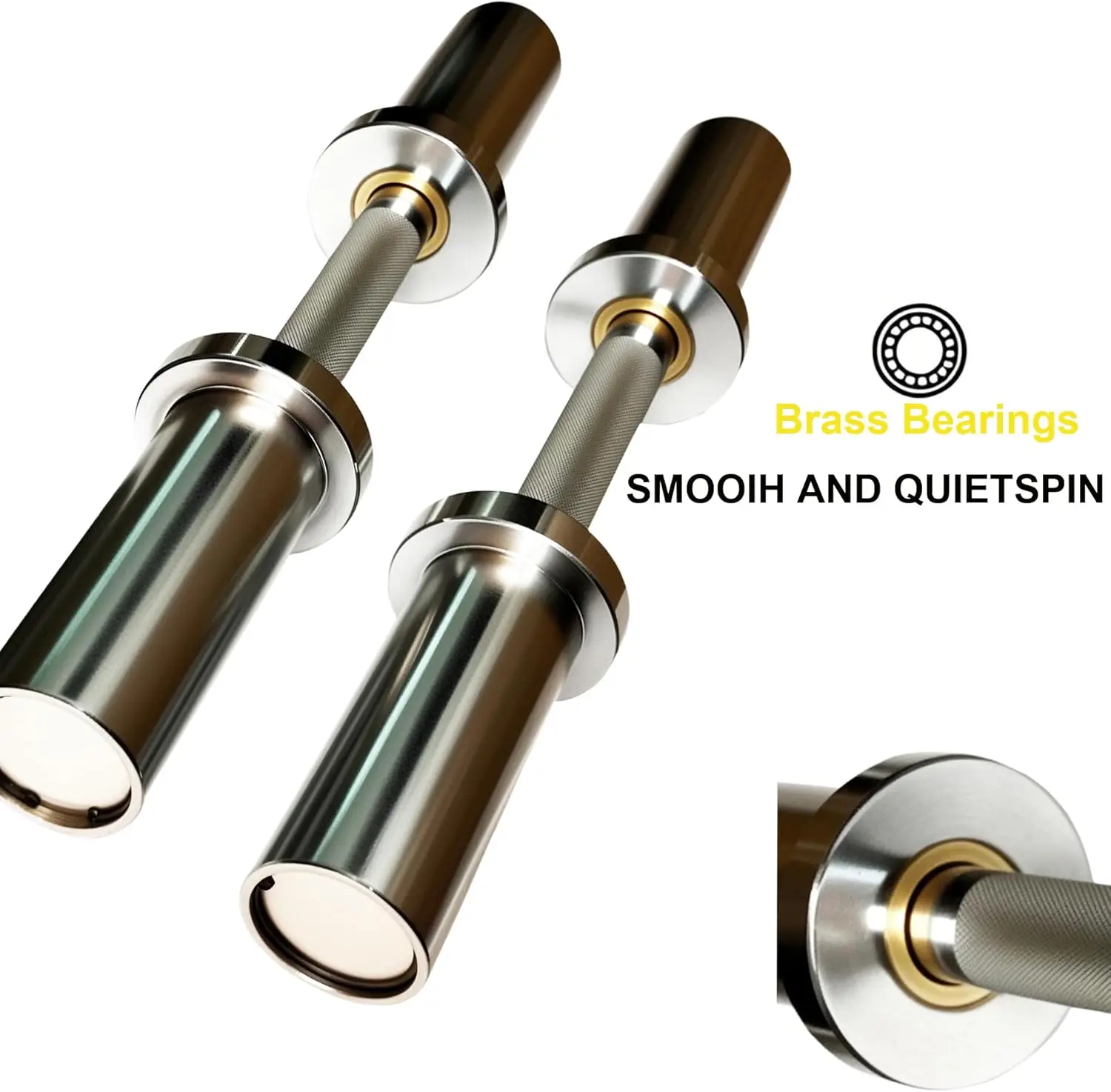Loadable Dumbbell Bars Set for Home Gym, Fit 2 Inch Plates, Spring Collars