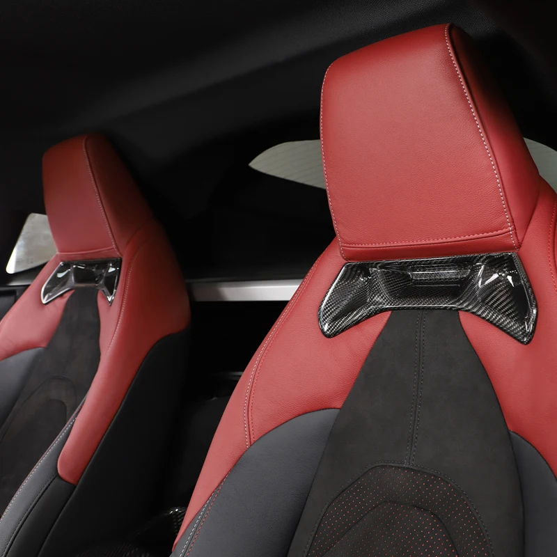 لتويوتا GR Supra A90 2019-2022 ألياف الكربون الأحمر نمط سيارة المقعد الأمامي الخلفي غطاء الكسوة ملصق اكسسوارات السيارات الفقرة السيارات