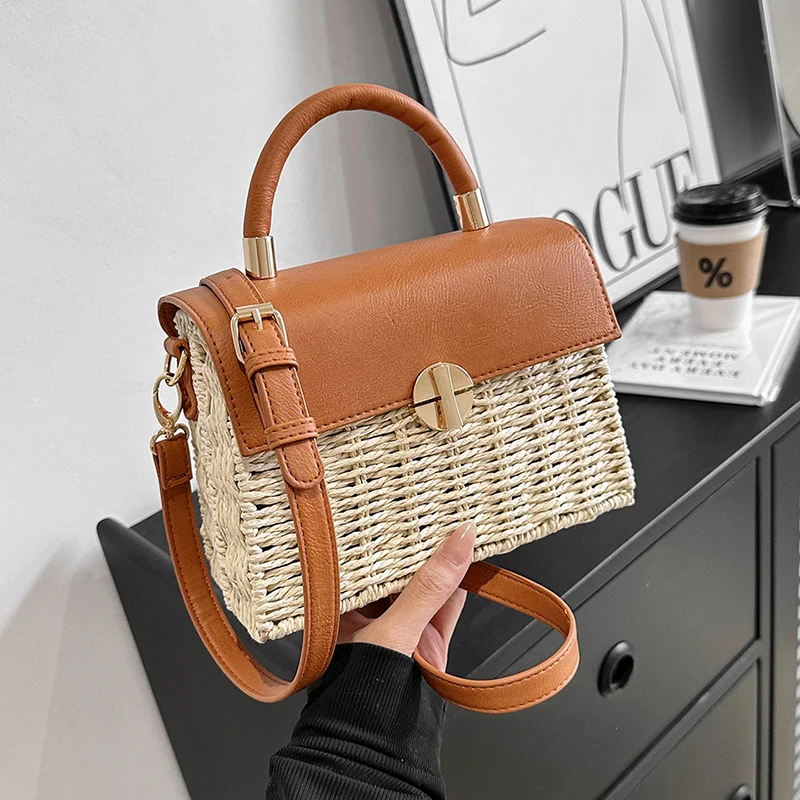 Trendy Designer Woven Handbags and Purses Women Shoulder Crossbody Bags 2023 New Beach Straw Messenger Bags High Quality