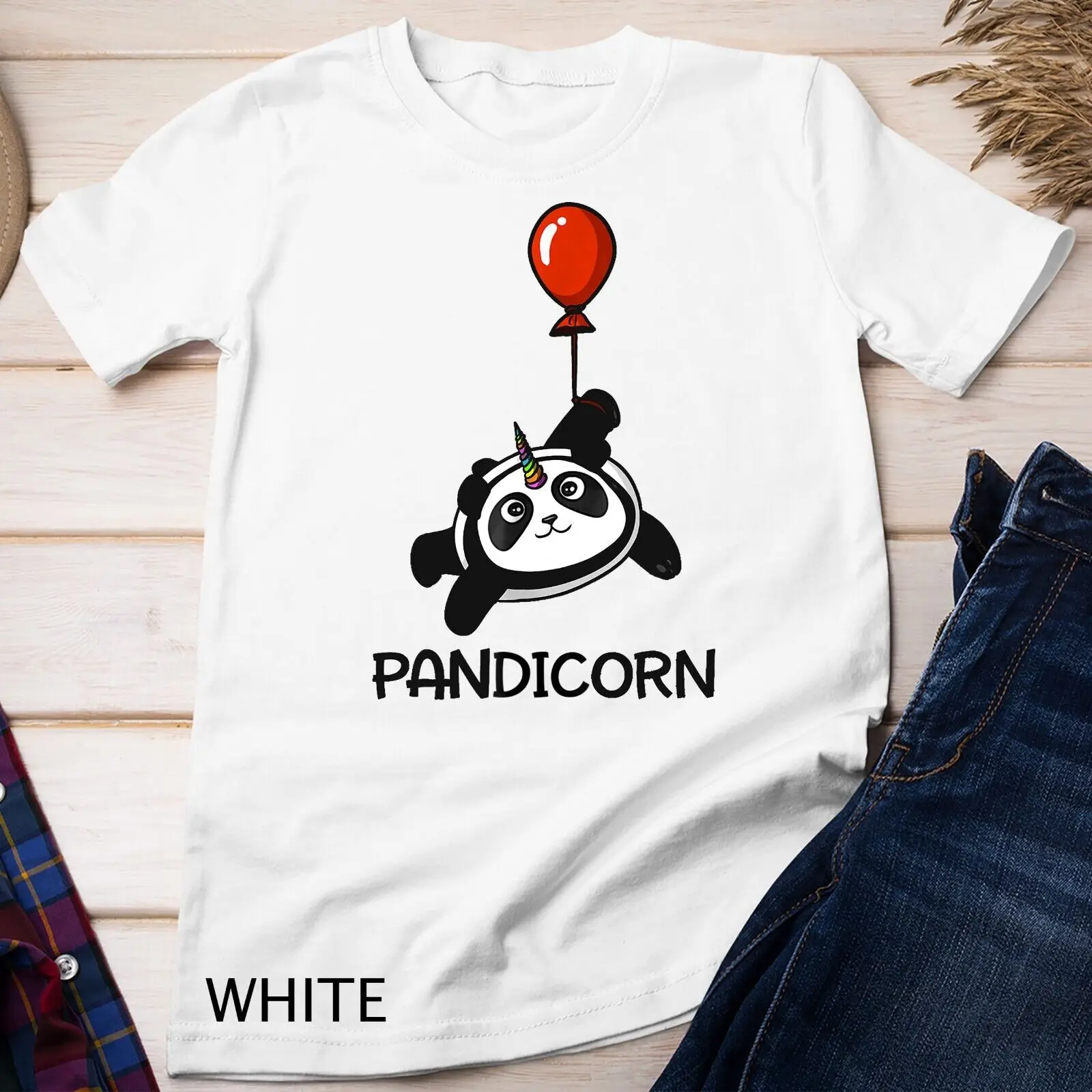 Pandicorn Funny Panda Bear With Balloon Unisex T-shirt