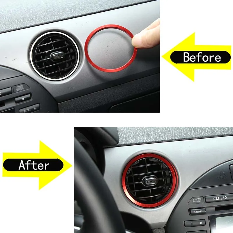 

4Pcs Aluminum alloy red For Mazda MX-5 NC 2009-2015 Car air conditioner air outlet decorative ring cover sticker Car accessories