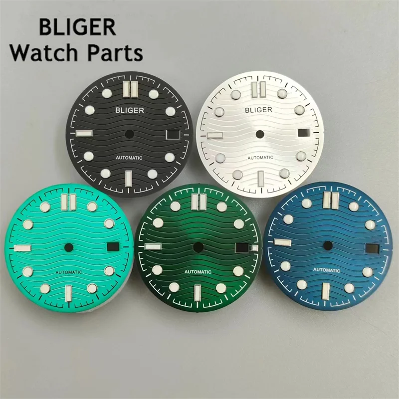 BLIGER 31mm Watch Dial Sterile white /Black /blue /green face Fit NH35 date at 3 o'clock Movement Accessories