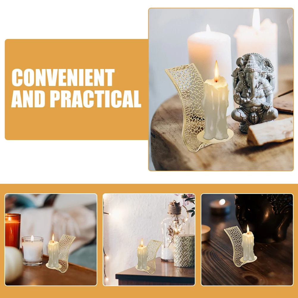 

4pcs Wall Holder Metal Hollow Out Design For Home Decor Living Room Wall Sconce Pillar Mount Fireplace Decor