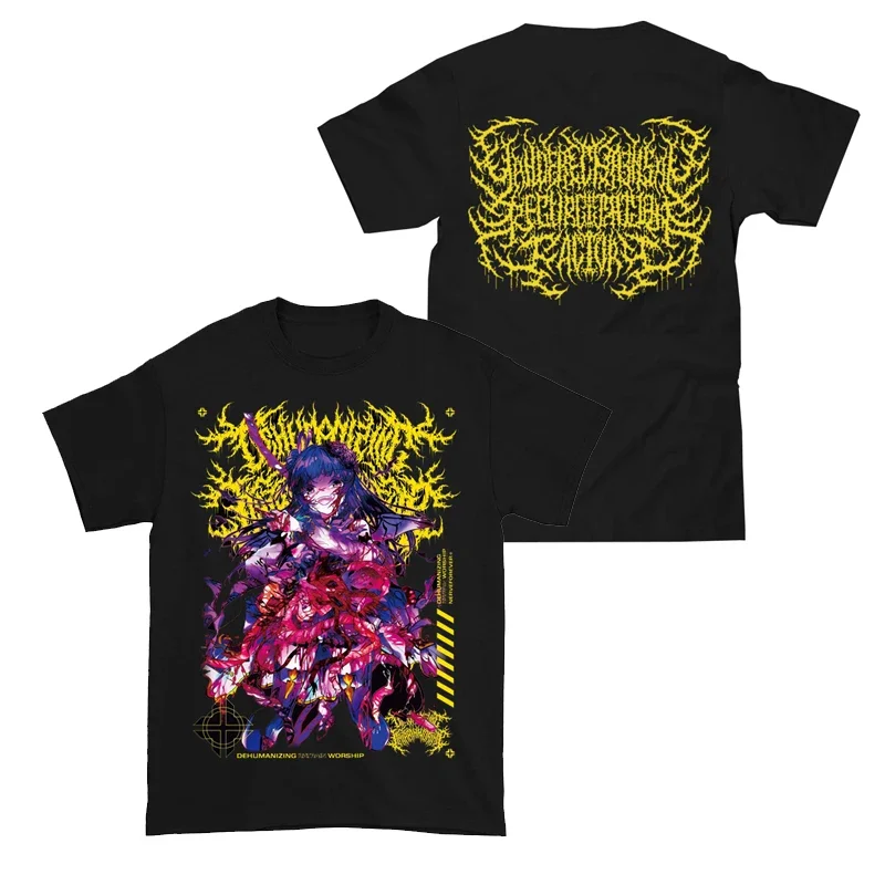Yandere Chainsaw Factory Chainsaw Sauce Black Gold Dark Rock American Trend Camiseta de manga corta para hombre