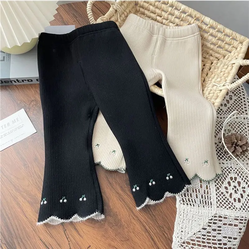Fleece-gefütterte Mädchen-Herbst-Winter-Schlaghose Weiche Dehnbare Freizeithose Kinder Atmungsaktive Bequeme Lange Hose Kinder Casual – Detail 12