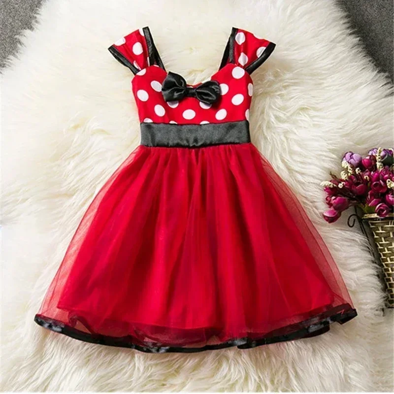 Cute Girls Dress 1-5Y Toddler Kids 2024 Carnival Party Costumes New Polka Dot Christmas Clothes Children Birthday Fancy Dress Up