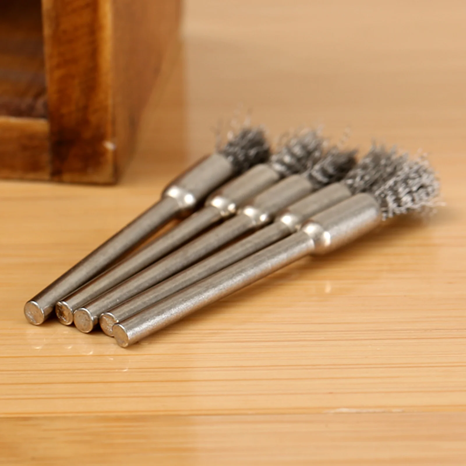 5Pcs/set Stainless Steel Pencil Brushes Wire Wheel Mandrel Set Polishing Brush Dremel Accessory for Rotary Tools