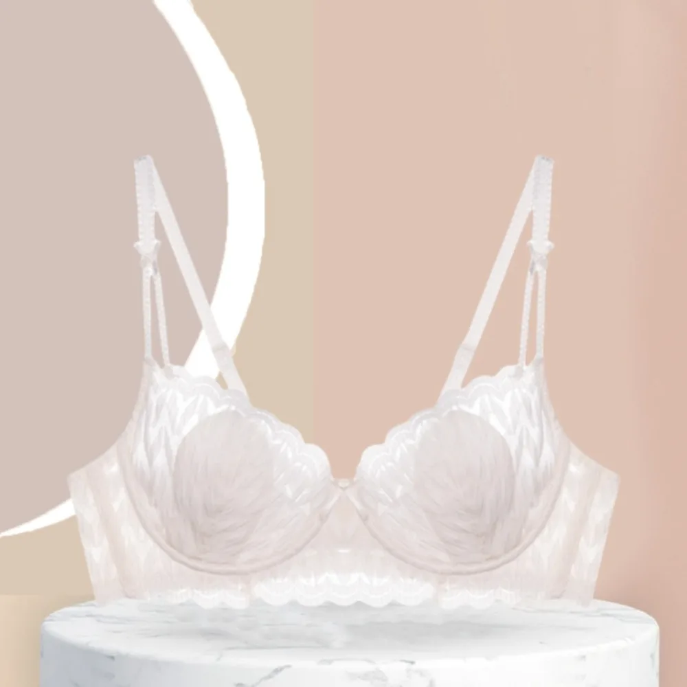 

Bow Strap Lace Deep V Bra Soft Steel Ring Close-fitting Lace Thin Bow Bras Adjustable Gathered Breasts Push Up Underwear Women