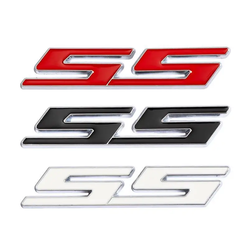 3D Metal Silver Black Red Logo SS Emblem Car Rear Trunk Badge Decal SS Stikcer Accessories