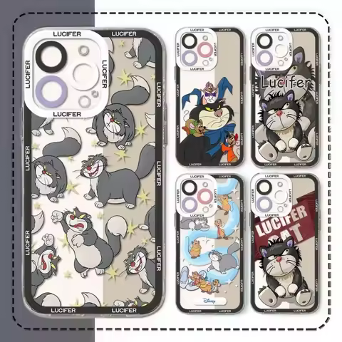 Funny Lucifer Cat Clear Phone Case for Samsung Galaxy A55 A15 A54 5G A16 A35 A25 A56 A36 A26 S25 S24 Ultra S23 FE S21 S22 Plus