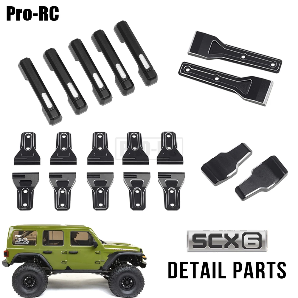 1Set CNC Door Handles & Hinges Detail Part for Axial 1/6 SCX6 AXI05000 Jeep JLU Wrangler 4WD RTR RC Crawler Car