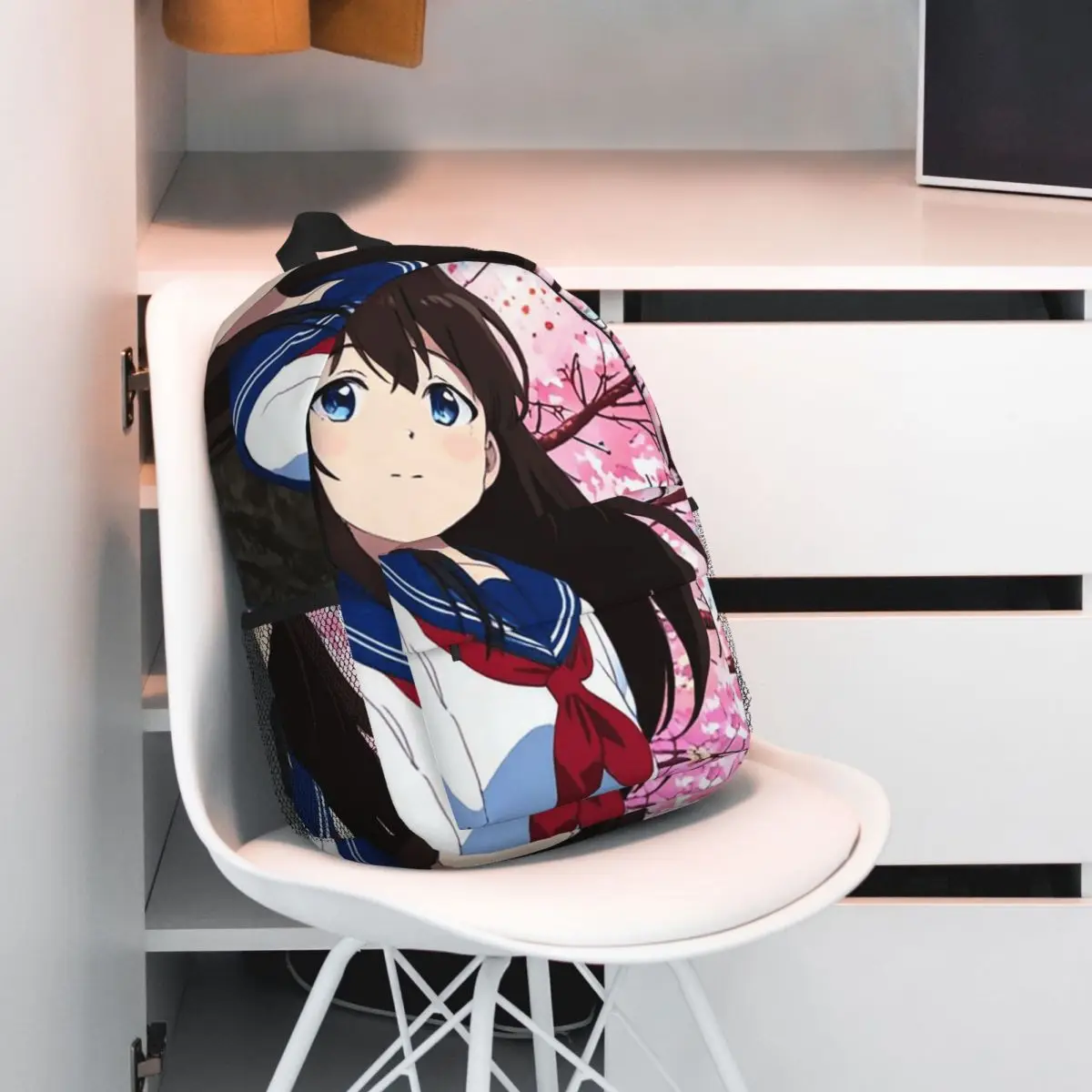 Anime Girl Wear Uniform And Cherry Blossoms Backpack Student BookBag Children School Bag Computer Shoulder Bags for Boys Girls