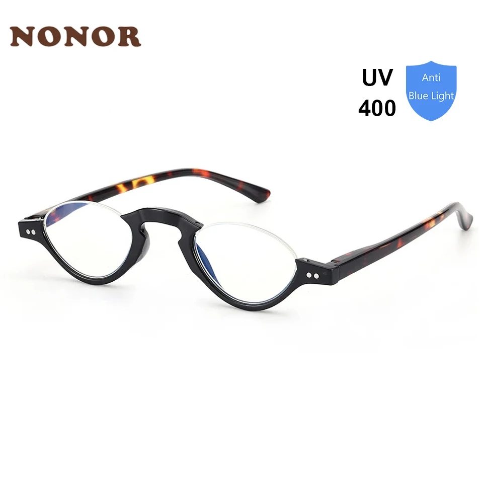 NONOR Anti-blue Light Reading Glasses Men Soft Half Frame Spring Hinge UV400 Presbyopia Eyeglasses Women