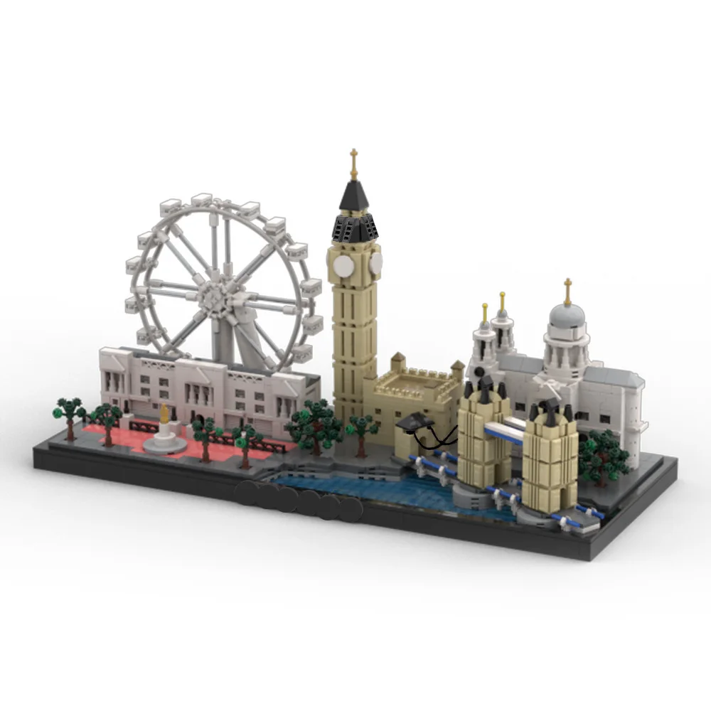 

Gobricks MOC Лондон Skyline Строительные блоки Королева Виктории Мемориальная статуя Глаз Биг Бен Лондонская башня Собор Святого Павла Кирпичи