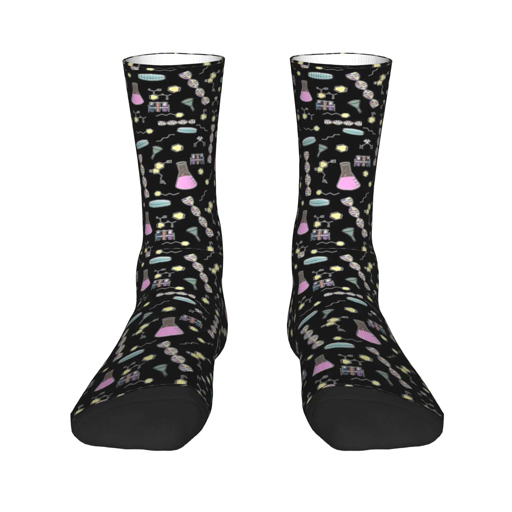 Custom Biology And Chemistry STEM Print Socks  Harajuku Stockings Men High Quality Socks Autumn Anti Sweat Socks