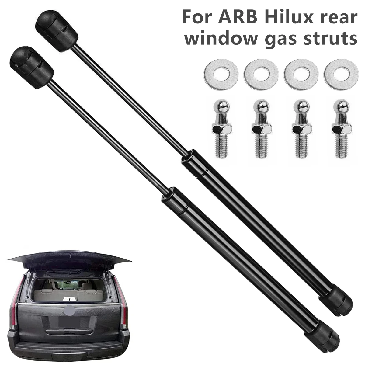 

2Pcs Front Hood Bonnet Gas Strut Lift Stainless Steel Gas Prop Spring Struts with 4 Screws Sets for Car ARB Canopy Rear Window