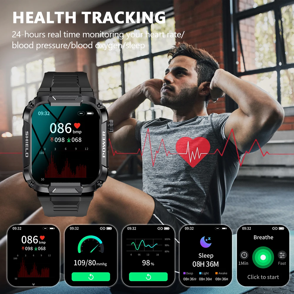 MEVADEN 1.85 pollici Outdoor Militare Astuto Della Vigilanza Degli Uomini di Chiamata Bluetooth Smartwatch Impermeabile Sport Fitness Orologi per Android IOS