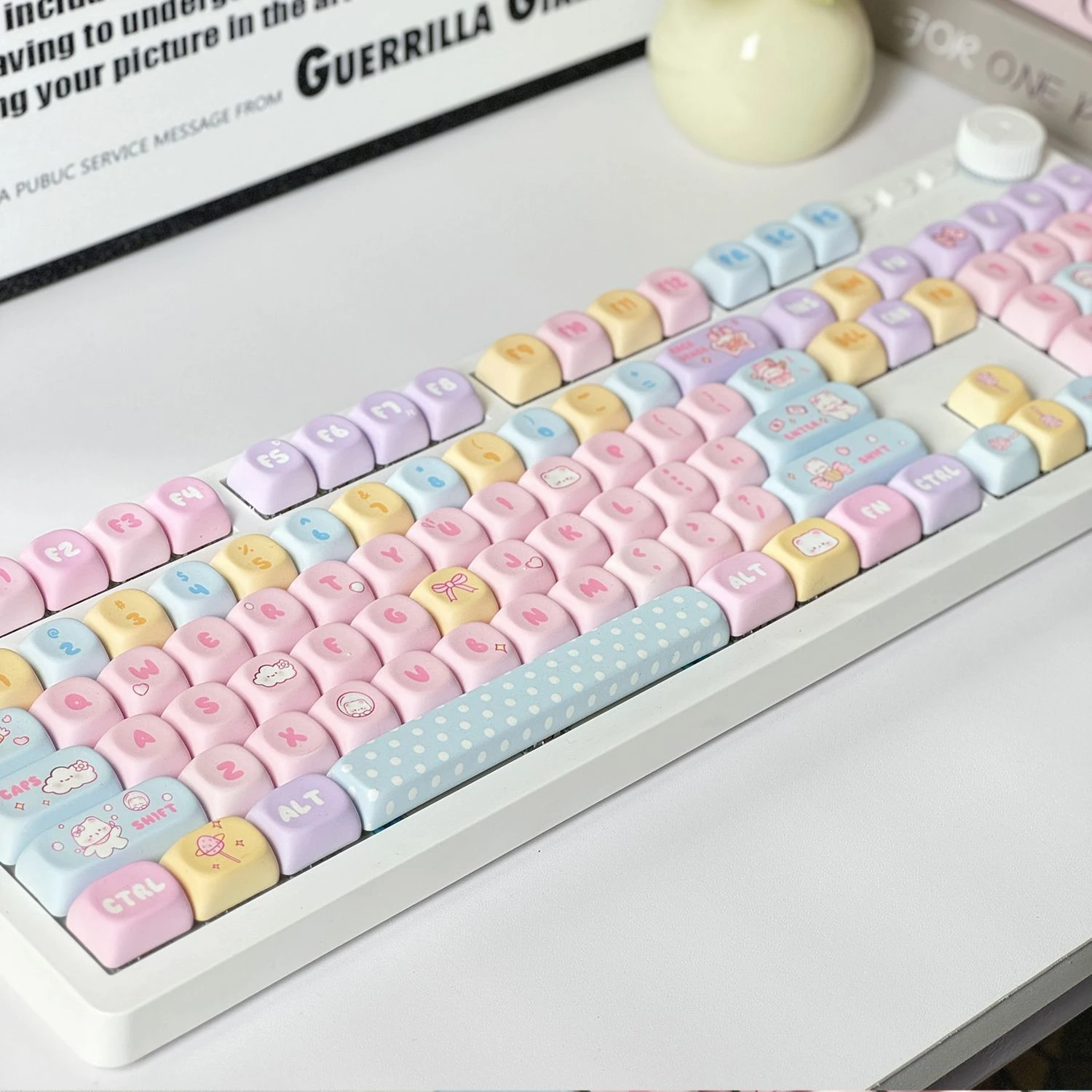 Colorful Keycaps ROA Height PBT Material Hot Sublimation Cute cartoon Personality Creative Cross Keycap