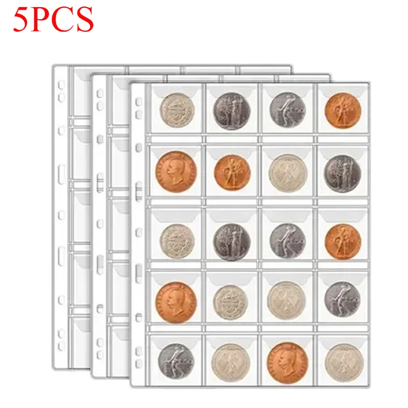 

5PCS 6/9/12/20/30/42 Grids PVC Transparent Flipchart Organizer Coins Stamps Stubs Collections Storage Albums with Anti-slip Lid