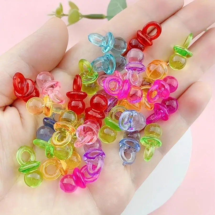 1/5/10/20/50/100pcs Transparent Colorful Nipple Shaped Charms Pendants for Jewelry Making Handmade Necklace Bracelet Earrings Ad