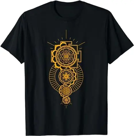 Sri Yantra Sacred Geometry Tattoo Design Mandala and Merkaba Tees Y2K tops Unisex Summer Short Sleeve