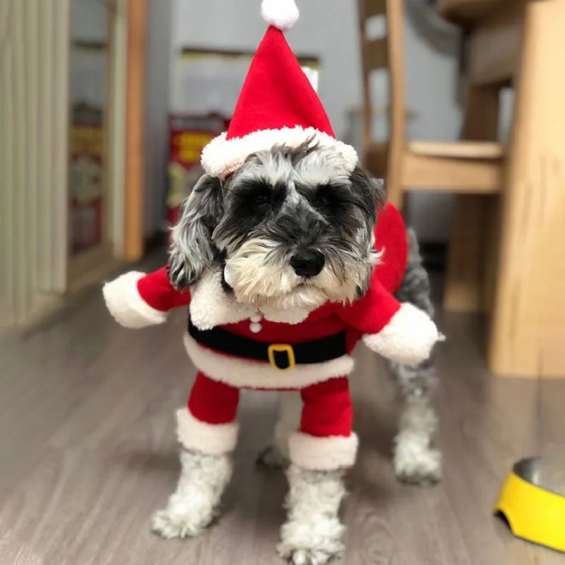 

Dog Christmas Costume Santa Claus Dog Costume Winter Puppy Pet Cat Coat Jacket Pet Hooded Sweatshirt Happy New Year Xmas Cosplay