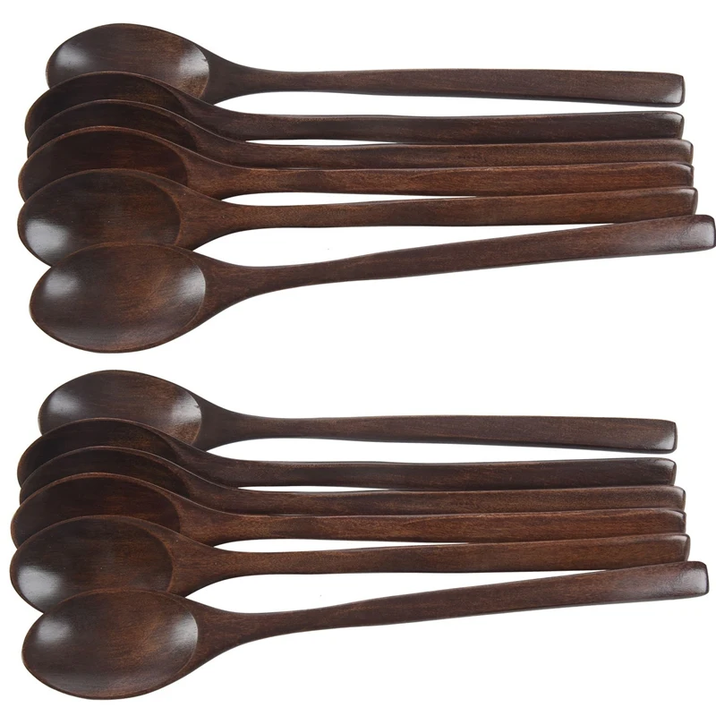 

Wooden Spoons, 12 Pieces Wood Soup Spoons For Eating Mixing Stirring Cooking, Long Handle Spoon