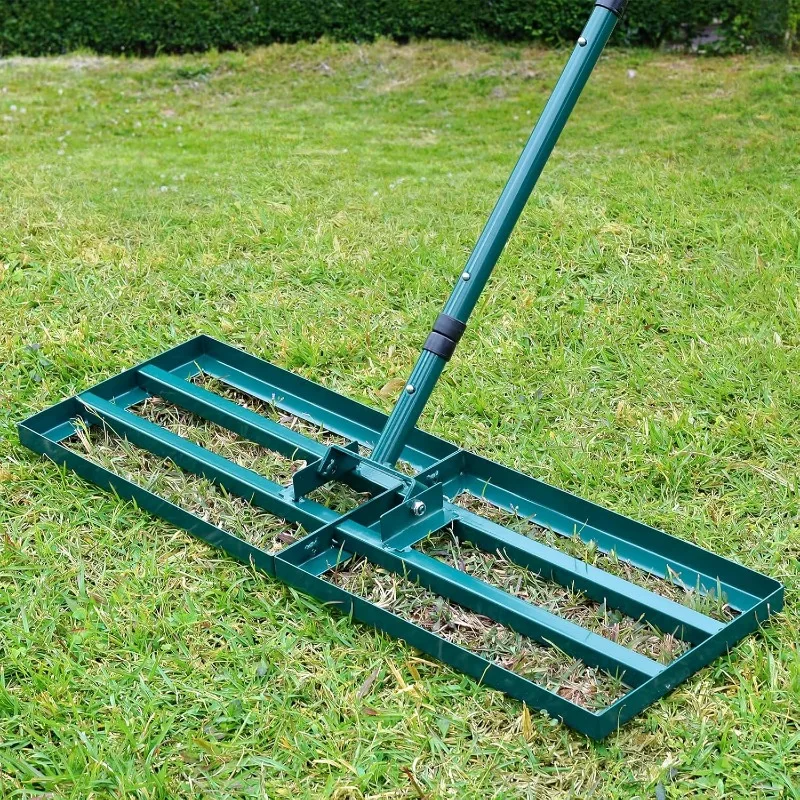 Stainless Steel Lawn Leveler with 30”x10” Ground Plate, 78” Adjustable Long Handle, Level Yard Tool for Grass