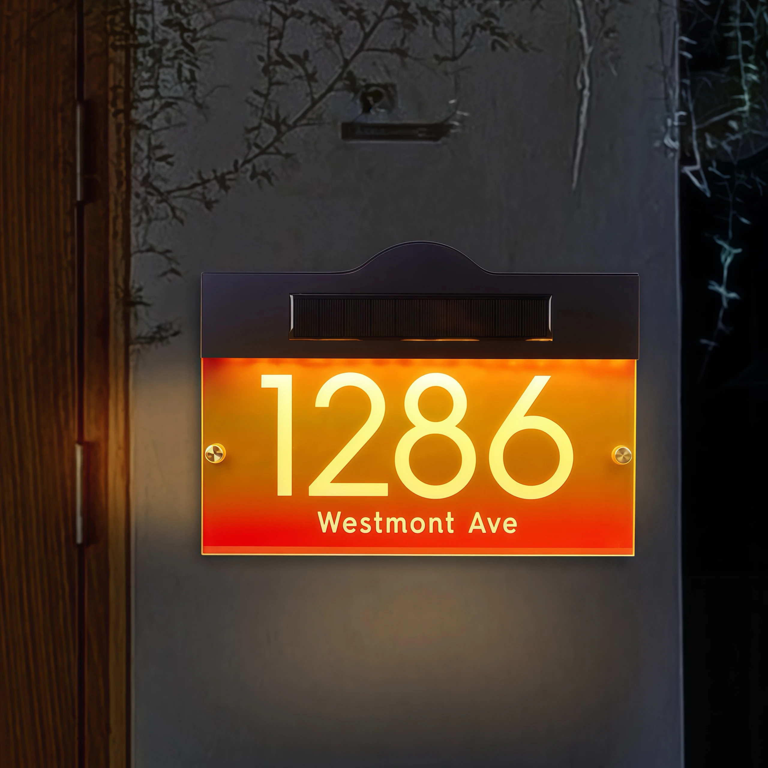 

Customized Solar House Number Outdoor Custom Illuminated Led Address Sign Plaque Gradient Color Acrylic House Numbers Sign Plate