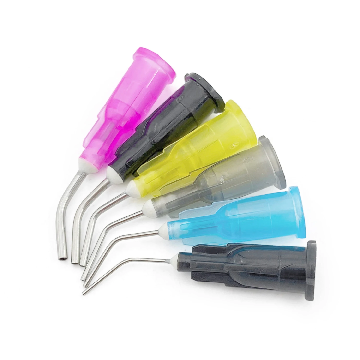 100Pcs Composite Resin Syringe Tips Equipment Irrigation Bent Needle Tips Dental Flow Sealant Etchant Acid Reagent Delievery