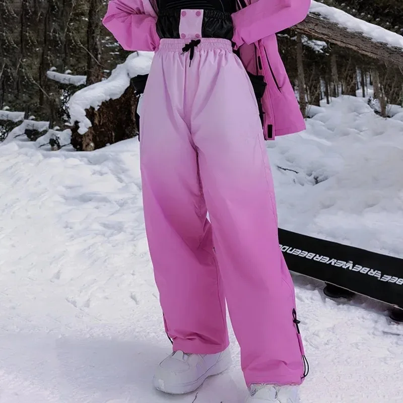 

Лыжные брюки для сноуборда, новинка 2025 года, лыжные брюки, женские зимние мужские теплые прочные уличные свободные зимние брюки, ветрозащитные, водонепроницаемые