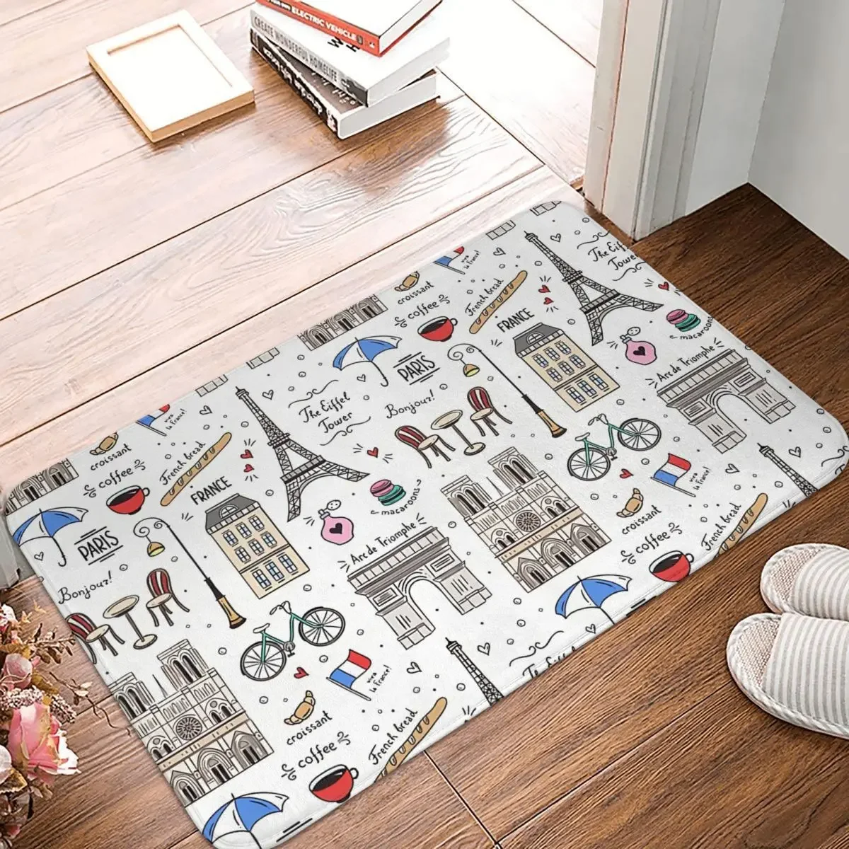 Non-Slip Carpet Paris Pattern Colors Doormat Bedroom Kitchen Mat Entrance Door Decor Rug