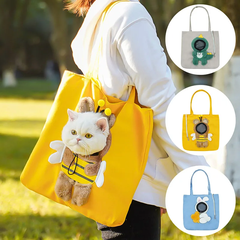 

Bee Pet Canvas travel Bag Shoulder Bag Small Kind Dog Animal Cartoon Canvas Pet Bags Cat Going Out Handbags