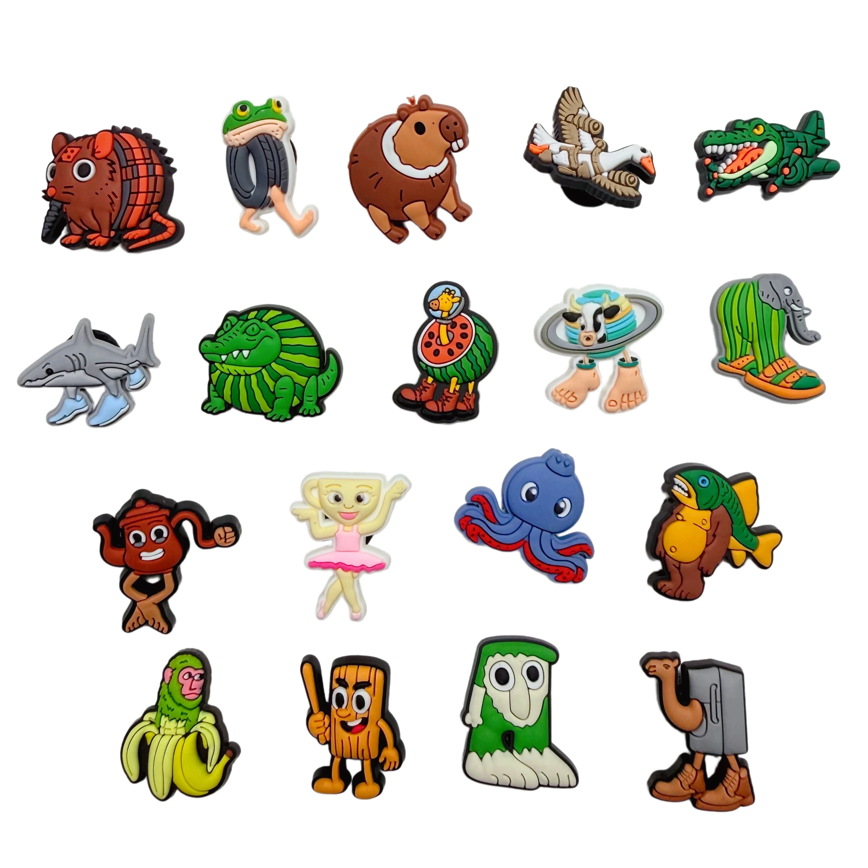 18-100Pcs Monster Animal Monkey Elephant Shoe Charms Accessories Cartoon Fashion Designer Clog Buckle DIY Adult Party Gifts