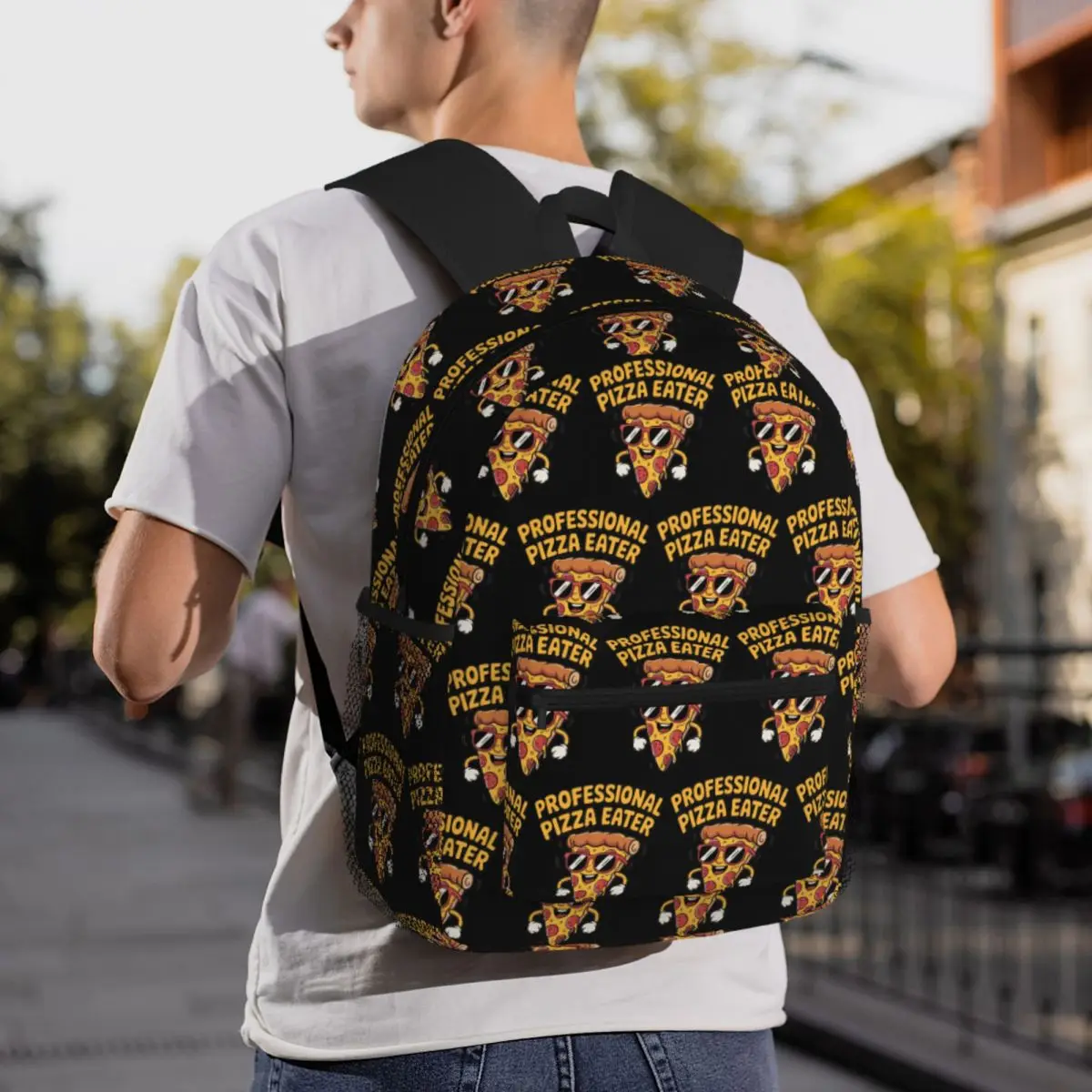 Professional Pizza Eater Funny Gifts Backpack Daypack Large Capacity Kids BookBag School Bag Shoulder Bags for Men Women