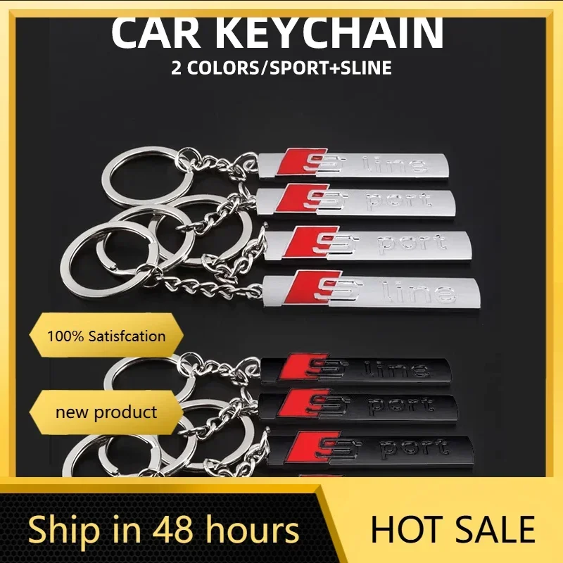 Car S Line Badge 3D Metal Key Rings Keyring Keychain For Audi Sport A3 A4 B8 8P 8V B6 A5 A6 C7 Q5 B9 B7 C6 A1 Q7 Q3 Tt A7 8L RS