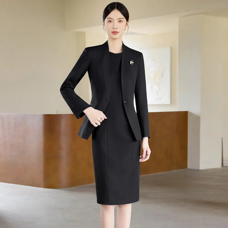 Costumes d'affaires formels pour femmes, Styles OL, bureau pour dames, printemps-automne, avec hauts et robe, tenues d'interview de carrière, ensembles de vêtements