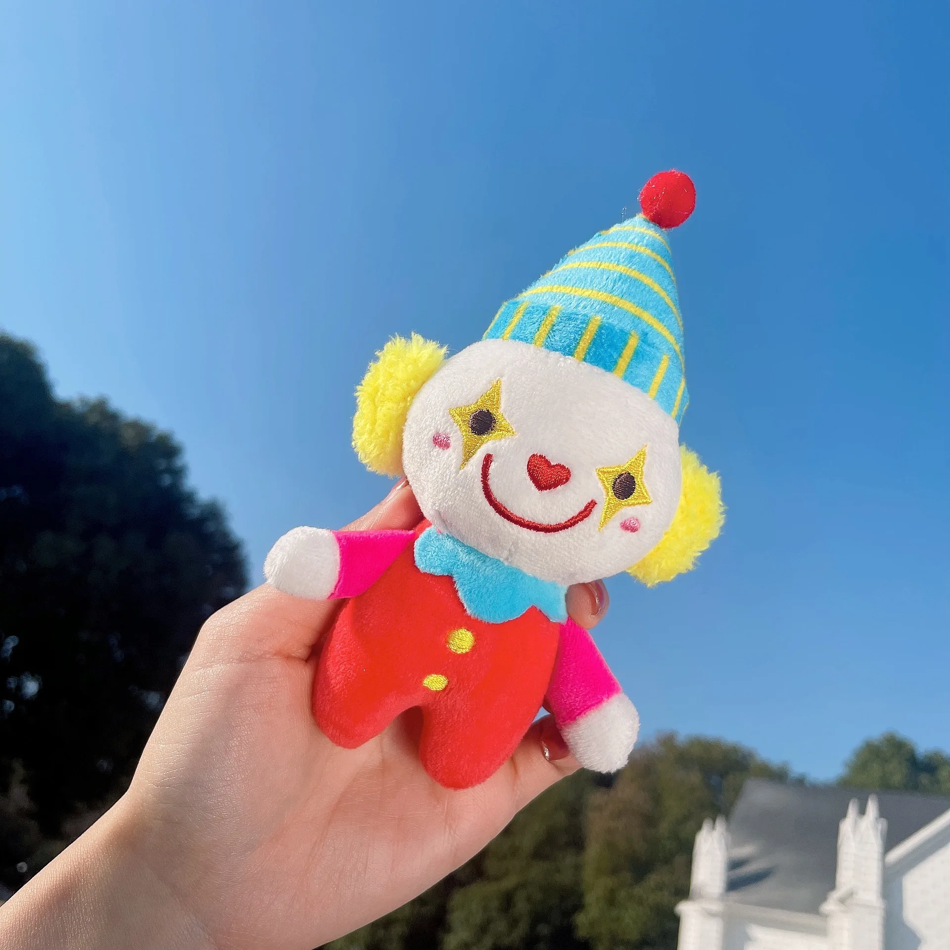 Original cartoon personality clown creative Circus plush keychain backpack pendant hanging ornaments image 5