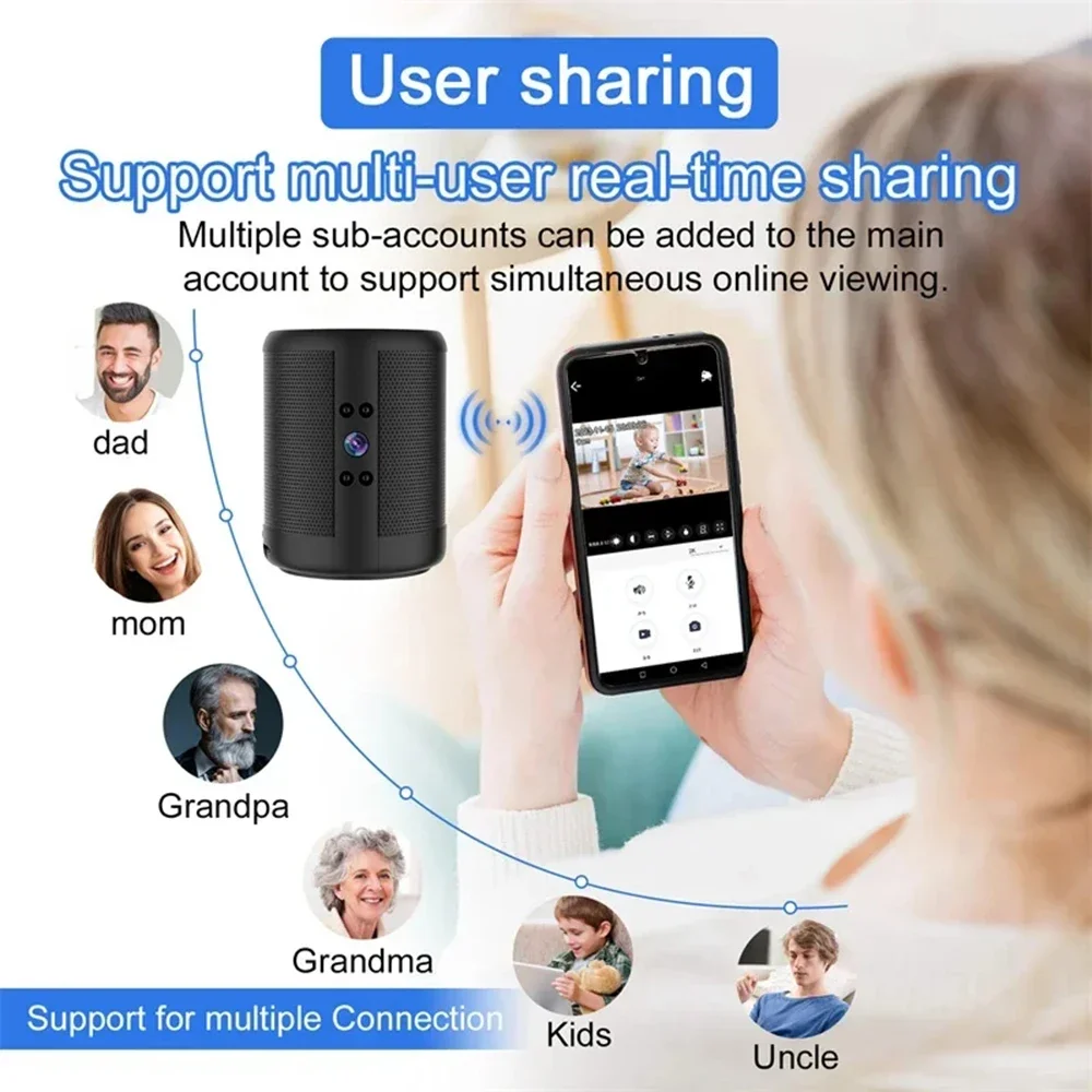 1080P HD كاميرا واي فاي صغيرة سمّاعات بلوتوث مراقبة أمن الوطن اتجاهين عن بعد الاتصال الداخلي للرؤية الليلية كام بطارية 3600mah #4