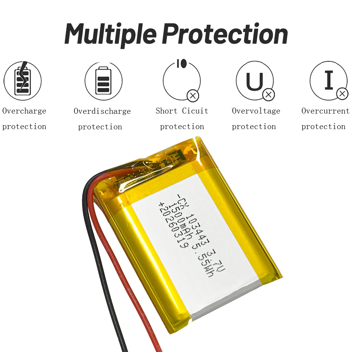 Rechargeable Li-Polymer Battery 103443 1500mAh 3.7V with JST1.25mm PH2.0mm XH2.54mm Plug Compatible with 603443 703443 803443 Mo