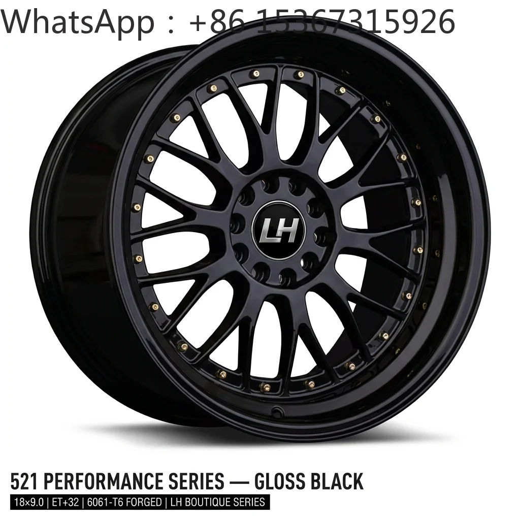 

18 Inch 9J 521 Series Performance Forged Wheels Monoblock 2-Piece Mesh Design All Black Universal Luxury Sedan Rims