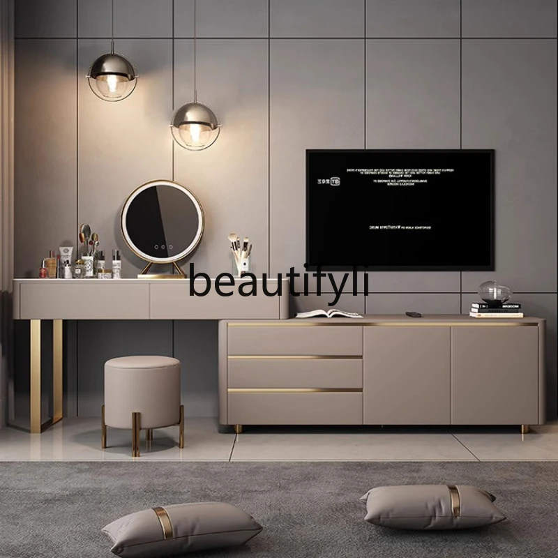 

Light Luxury Dressing Table TV Cabinet Integrated High-Grade Retractable Makeup Table Corner Storage Cabinet