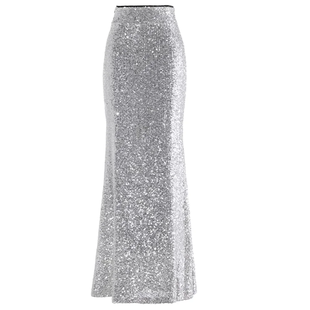 skinny buttocks fish tail skirt long mermaid sequins flashing skirt.