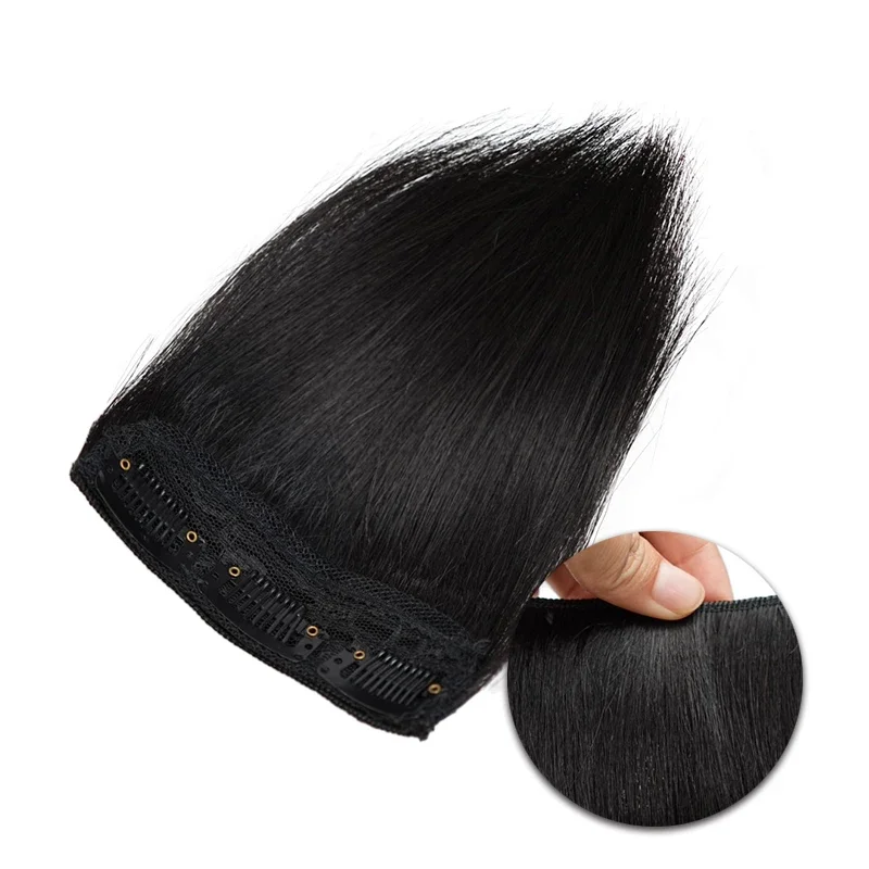 100% Human Hair Women Invisable Seamless Hair Pads Clip in 3Clips Increase Volume Hair Extensions Top Side Cover Hairpiece