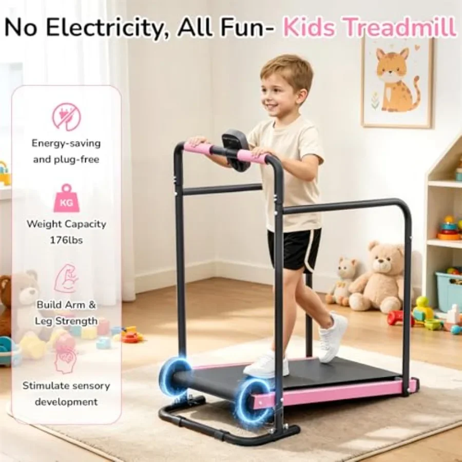 Treadmill for Ages 8+ - Durable Plastic Construction, Blue and Red Color Scheme, Safe Low-Speed Operation with Non-Slip Belt